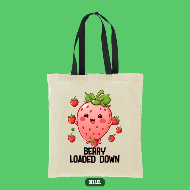 Funny Kawaii Strawberry Juggling Tote Bag: Carry Your Sweetness Everywhere