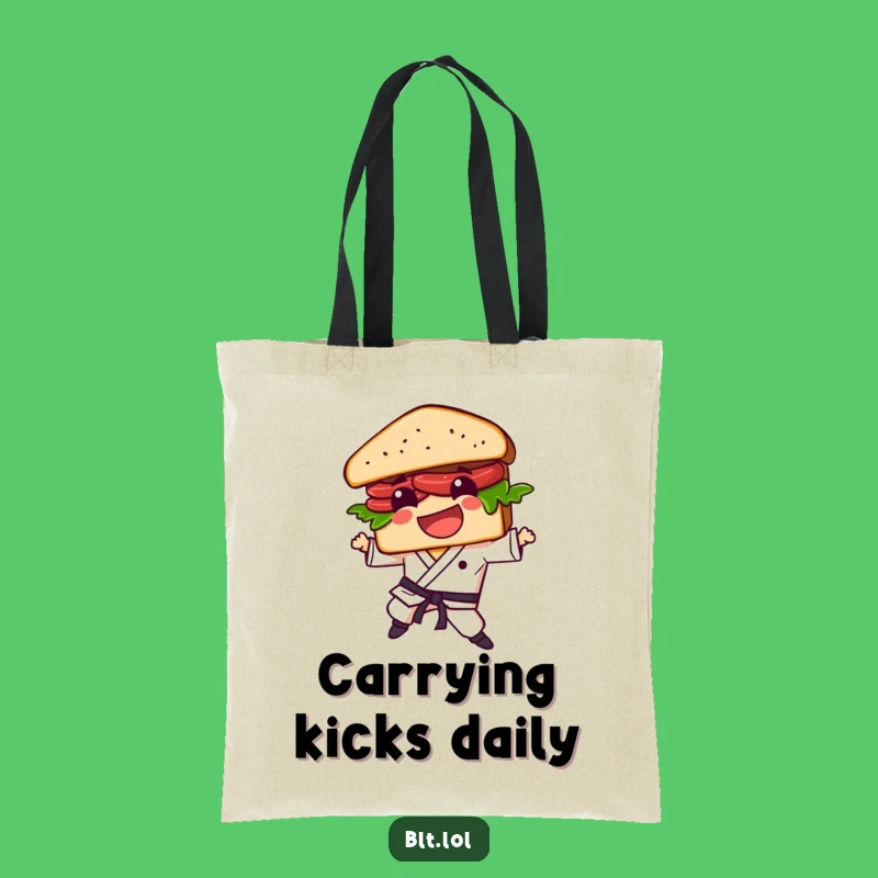 Funny BLT Sandwich Karate Kick Tote Bag - Carry Lunch & Laughs in Style