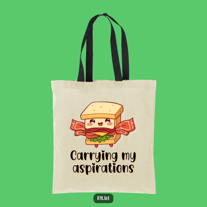 Funny BLT Sandwich Tote Bag: Whimsical Bacon Wings Flight Art, Great Gift
