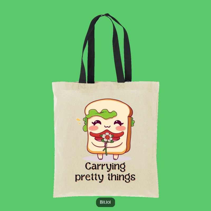 Funny Bashful BLT Sandwich Tote Bag: Floral Eco-Friendly Funny Gift