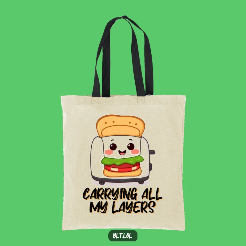 Funny BLT Toaster Tote Bag: Cheerful Sandwich Character Eco-Friendly Funny Gift