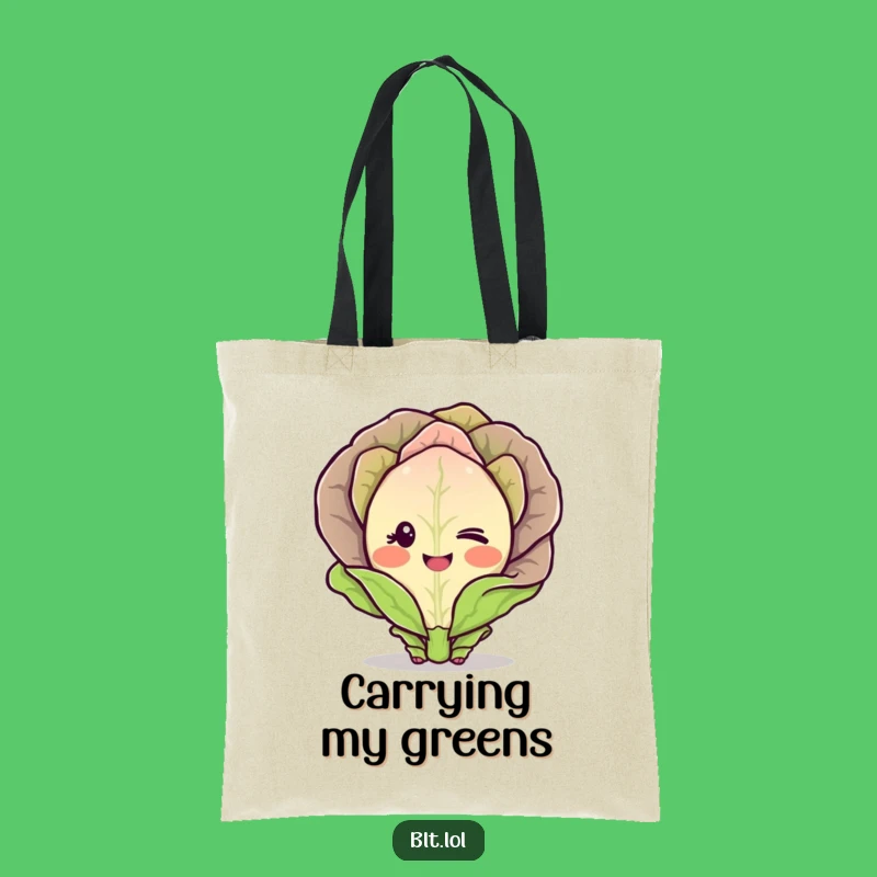 Funny Blushing Lettuce Tote Bag Chic Winking Vegetable Character Eco Gift