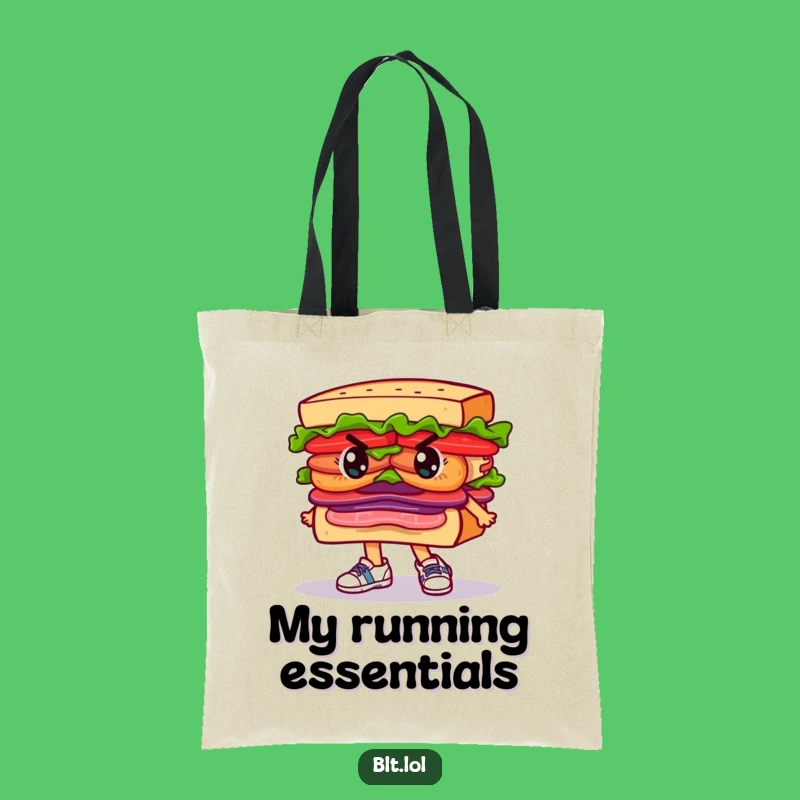 Funny Determined BLT Sandwich Tote Bag: Running Eco-Friendly Funny Gift