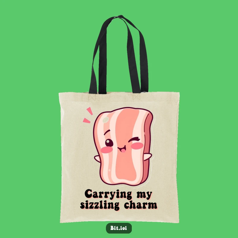 Funny Winking Bacon Tote Bag - Sizzling Breakfast Accessory for Playful Errands