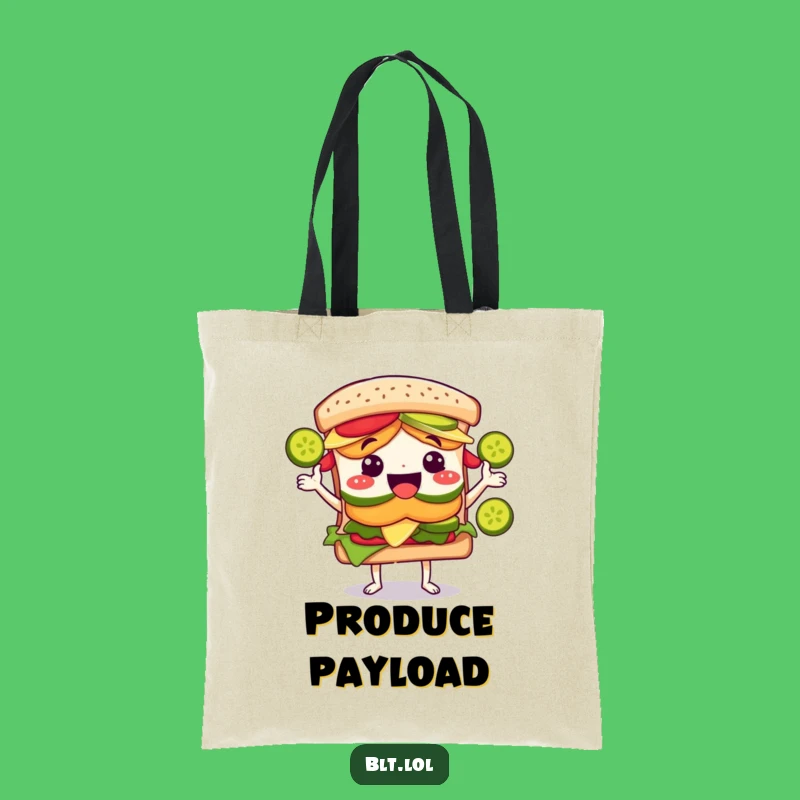 Funny BLT Sandwich Juggling Pickles Tote Bag - Whimsical Grocery Gift